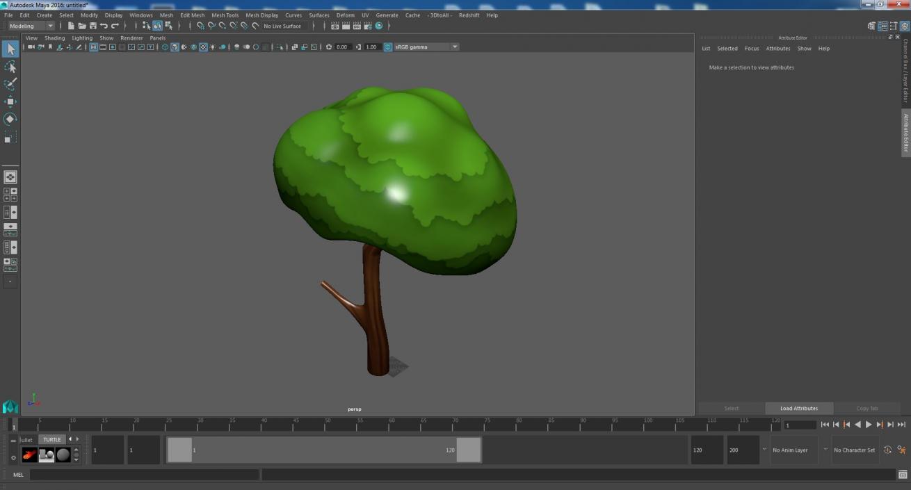 Small Cartoon Tree Crooked Handpaint Texture 3D model