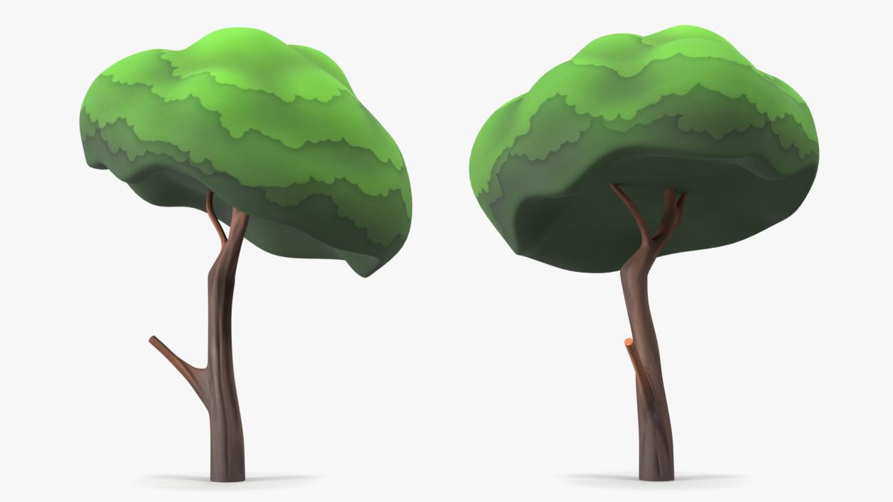 Small Cartoon Tree Crooked Handpaint Texture 3D model