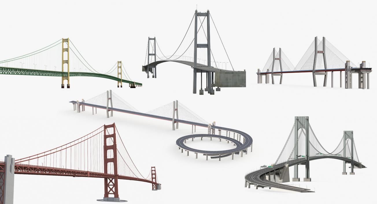 3D Suspension Bridges Collection 4