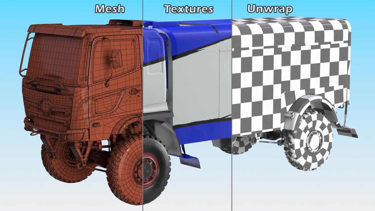 3D Rally Truck Dakar Blue Simple Interior model