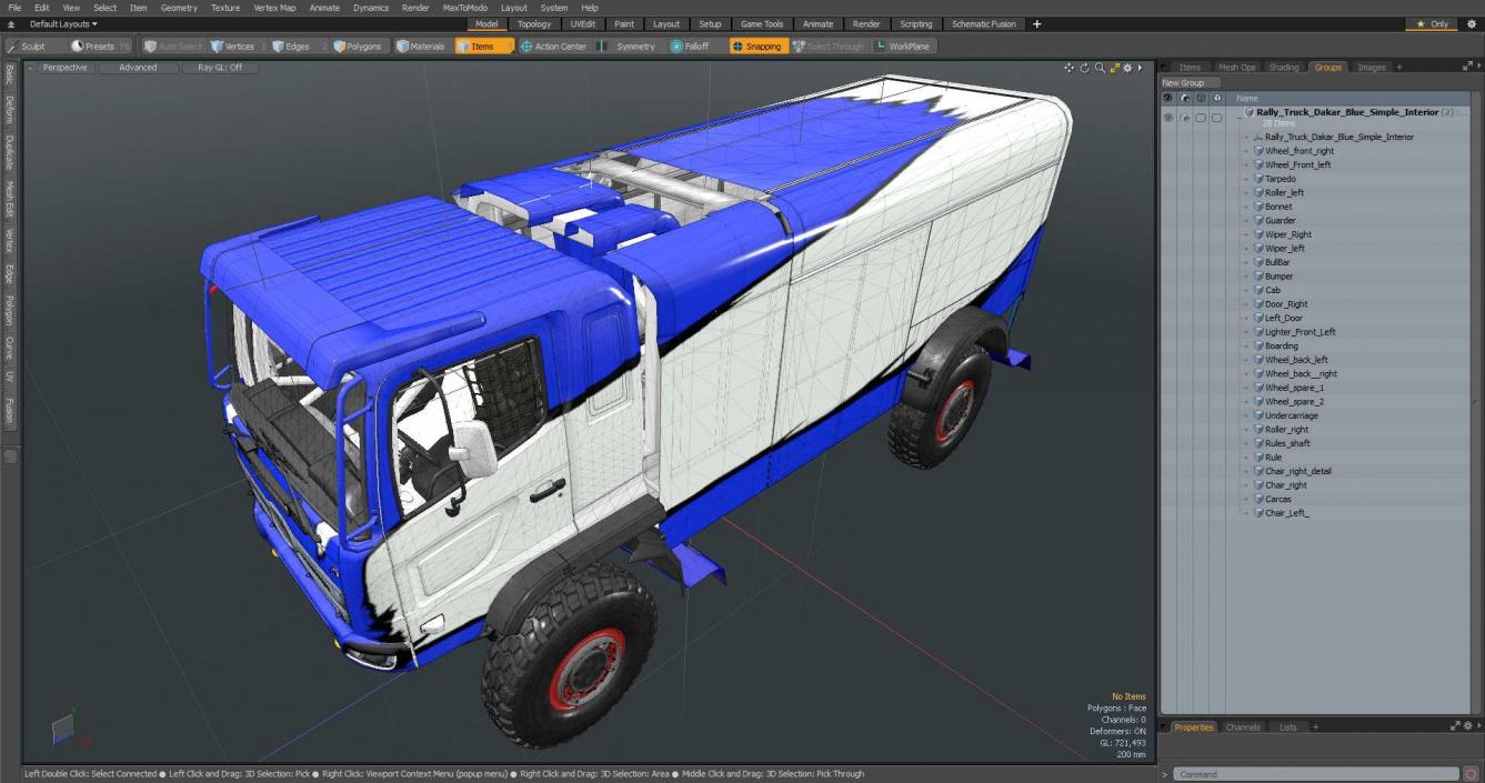 3D Rally Truck Dakar Blue Simple Interior model