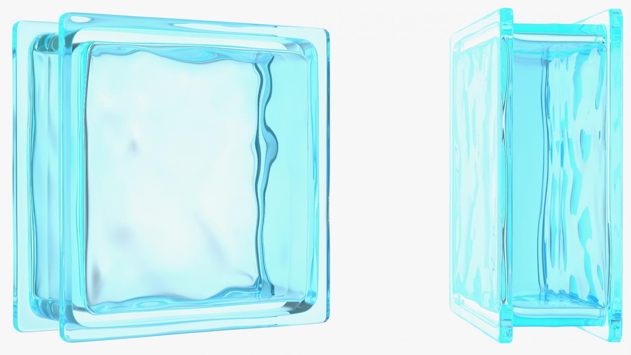 3D Blue Wave Glass Block