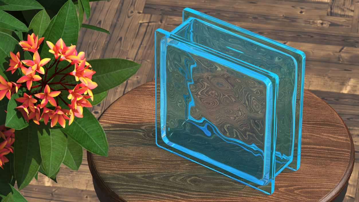 3D Blue Wave Glass Block