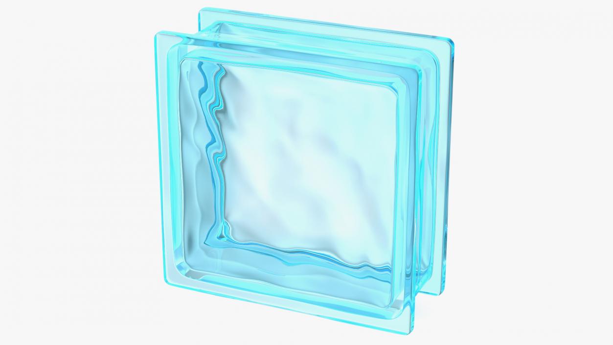 3D Blue Wave Glass Block