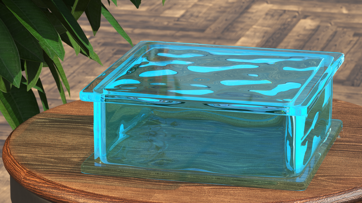 3D Blue Wave Glass Block