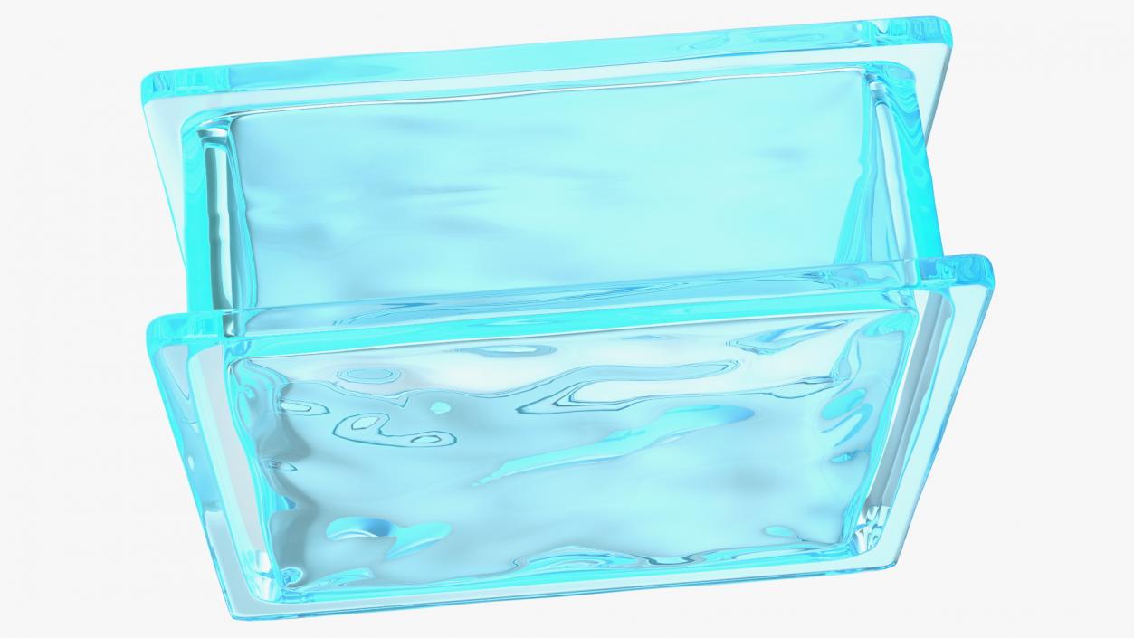 3D Blue Wave Glass Block