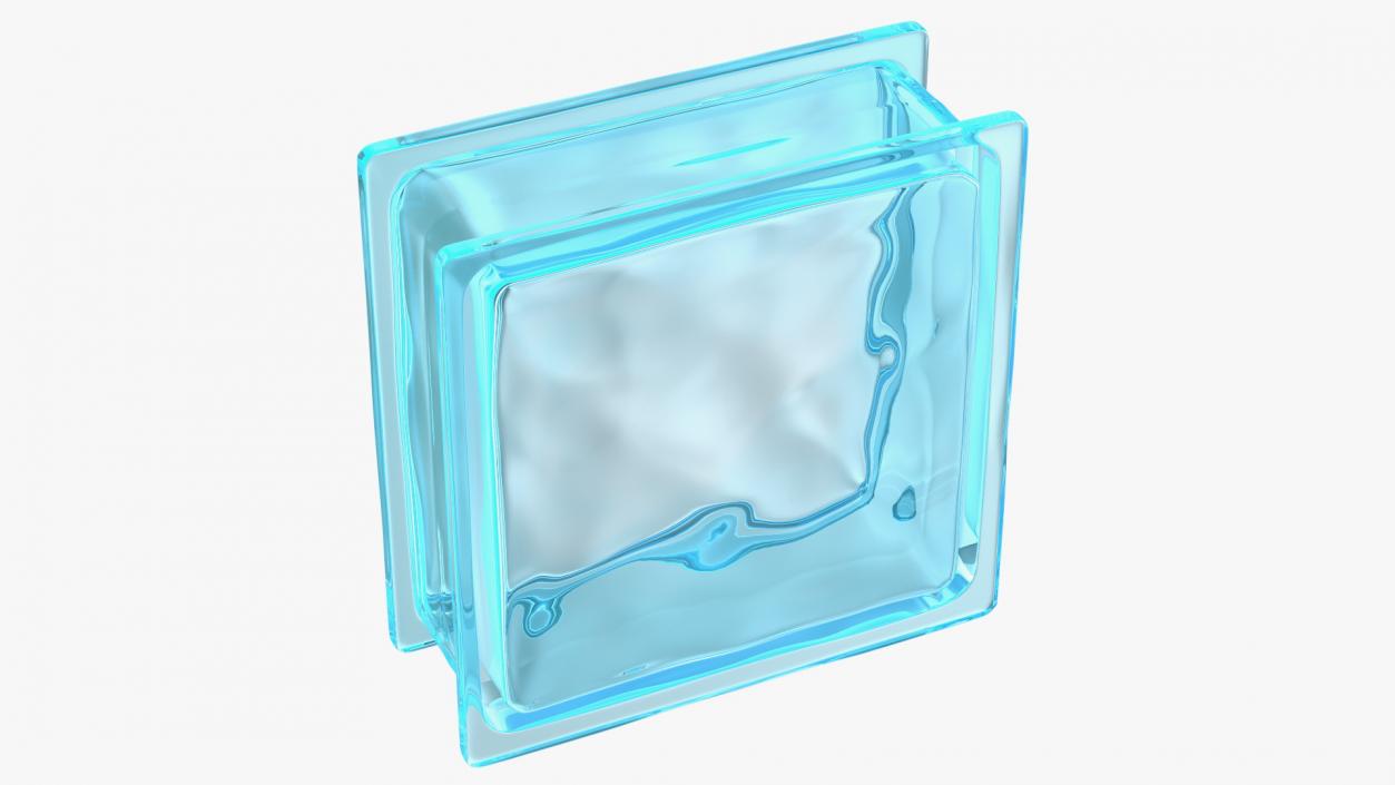 3D Blue Wave Glass Block