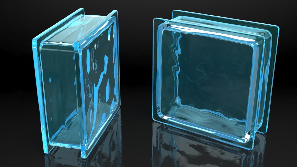 3D Blue Wave Glass Block