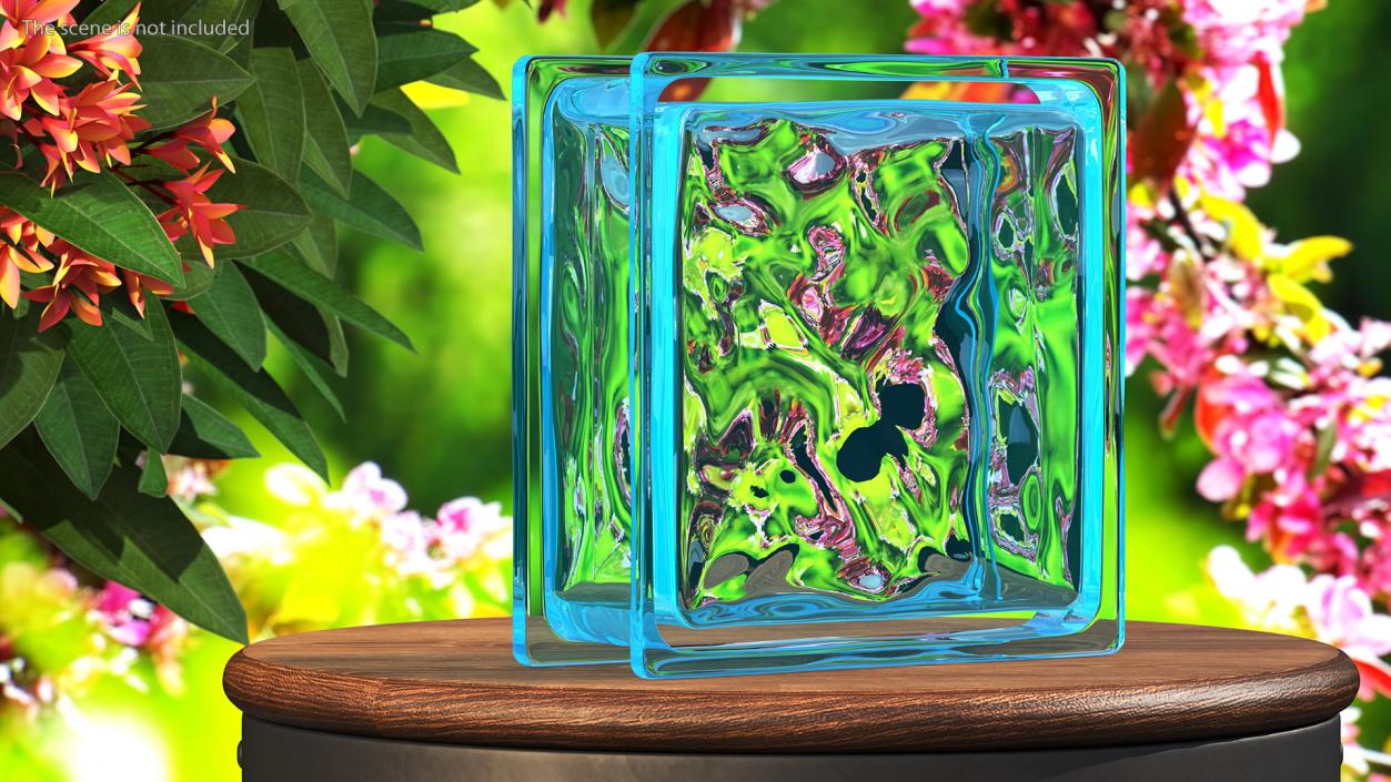 3D Blue Wave Glass Block