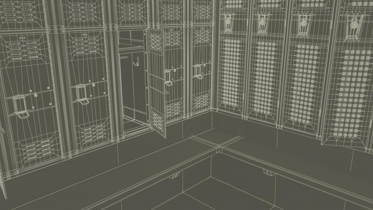 Locker Boxes Room Grey 2 3D model