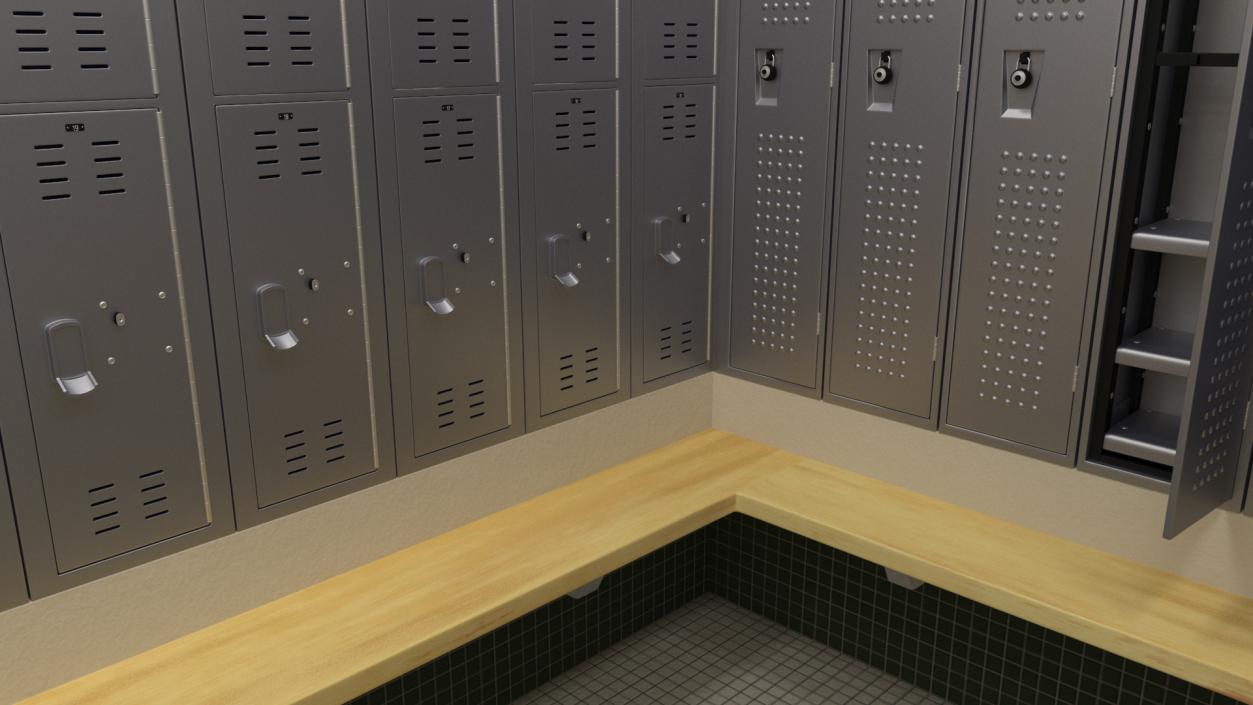 Locker Boxes Room Grey 2 3D model