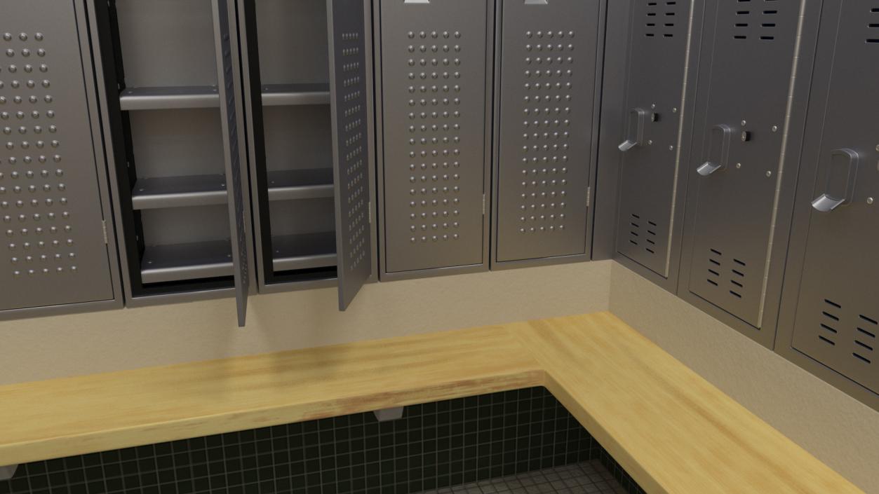 Locker Boxes Room Grey 2 3D model