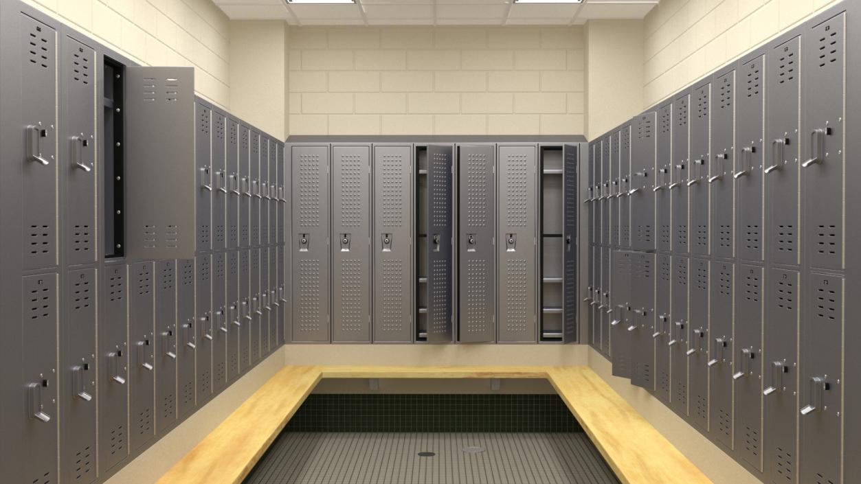 Locker Boxes Room Grey 2 3D model