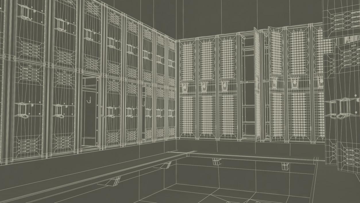 Locker Boxes Room Grey 2 3D model