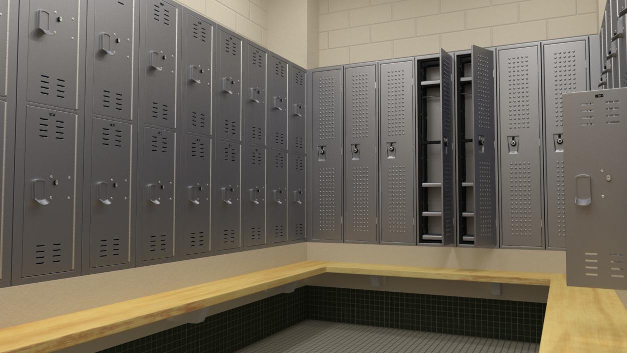 Locker Boxes Room Grey 2 3D model