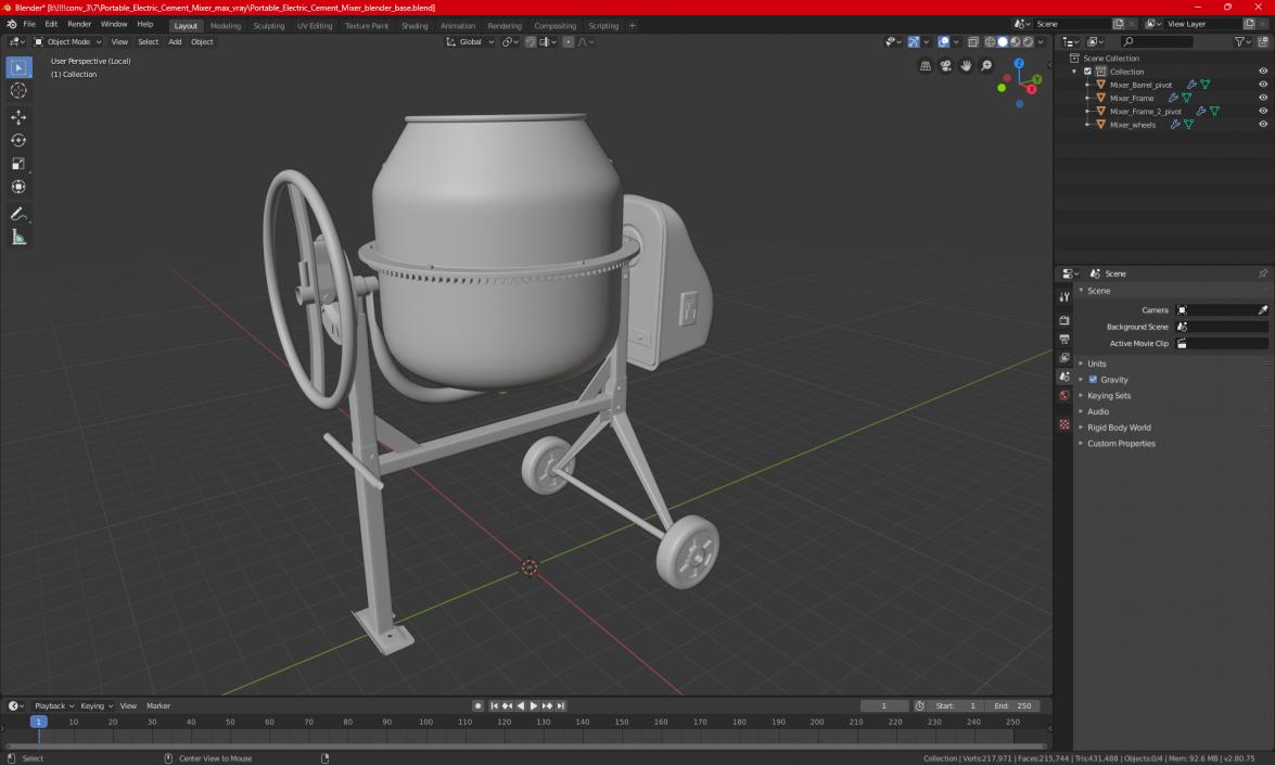 3D model Portable Electric Cement Mixer