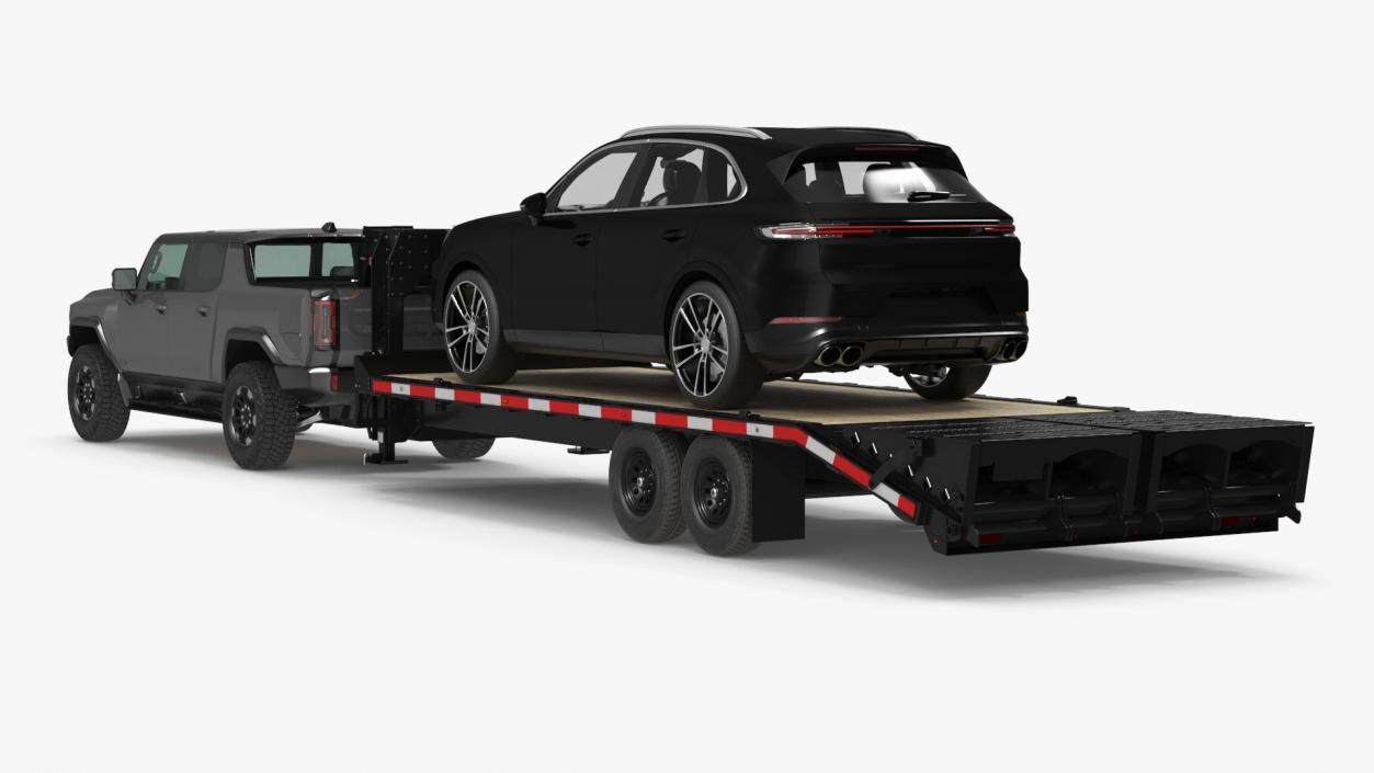 Pickup Truck with Gooseneck Trailer and Crossover 3D model