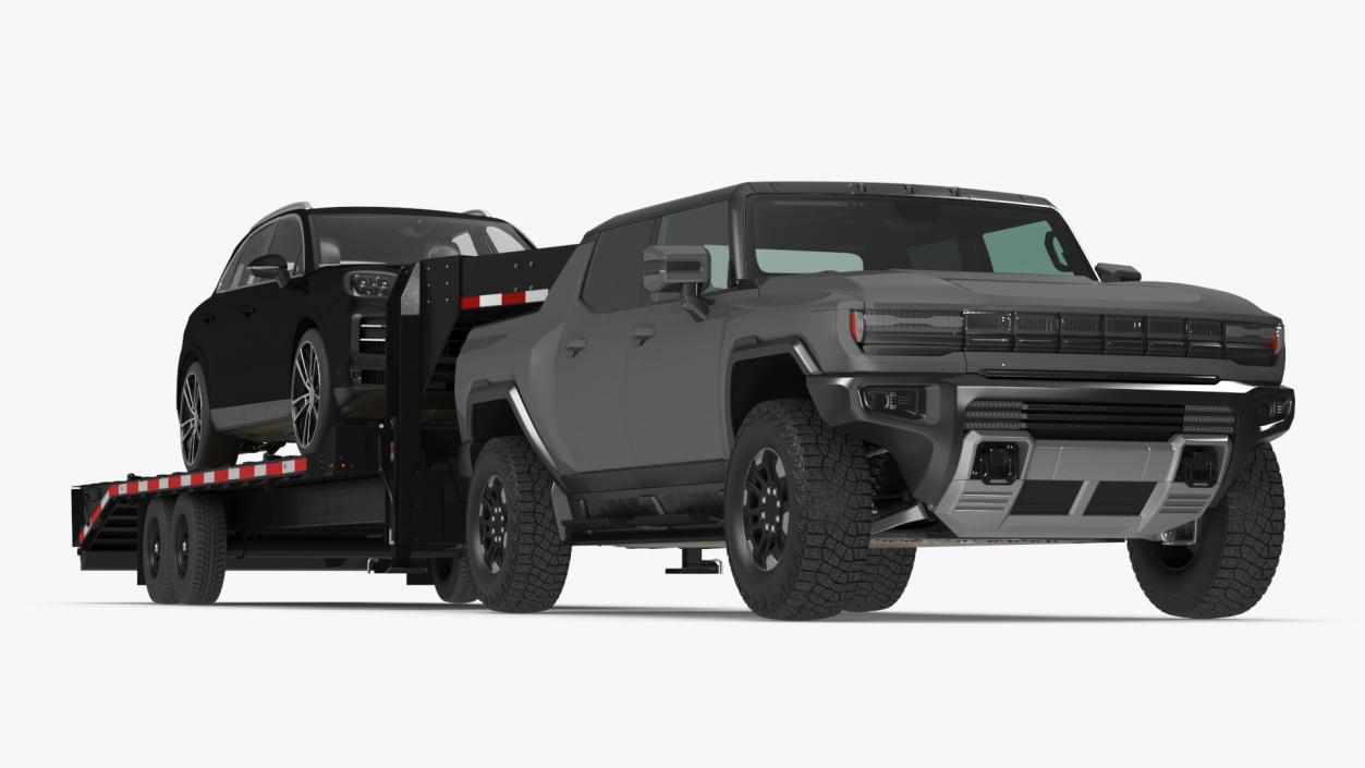 Pickup Truck with Gooseneck Trailer and Crossover 3D model