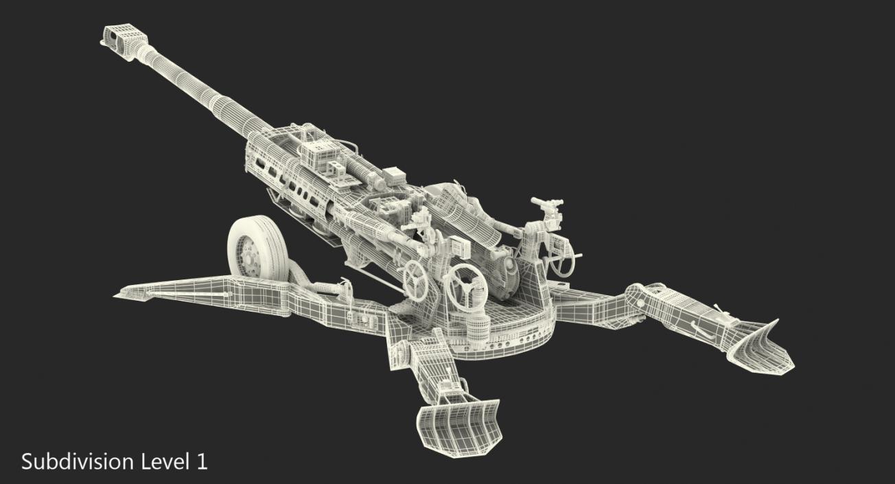 3D model M777 Howitzer 155mm Battle Position