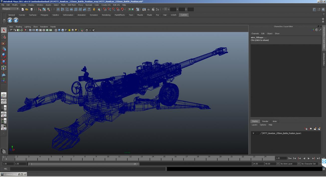 3D model M777 Howitzer 155mm Battle Position