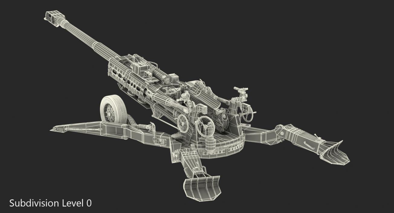 3D model M777 Howitzer 155mm Battle Position