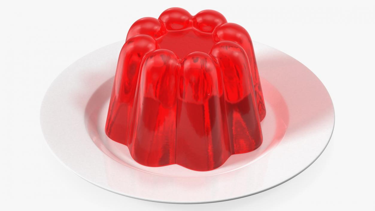 3D Jelly Pudding Chery on Plate model