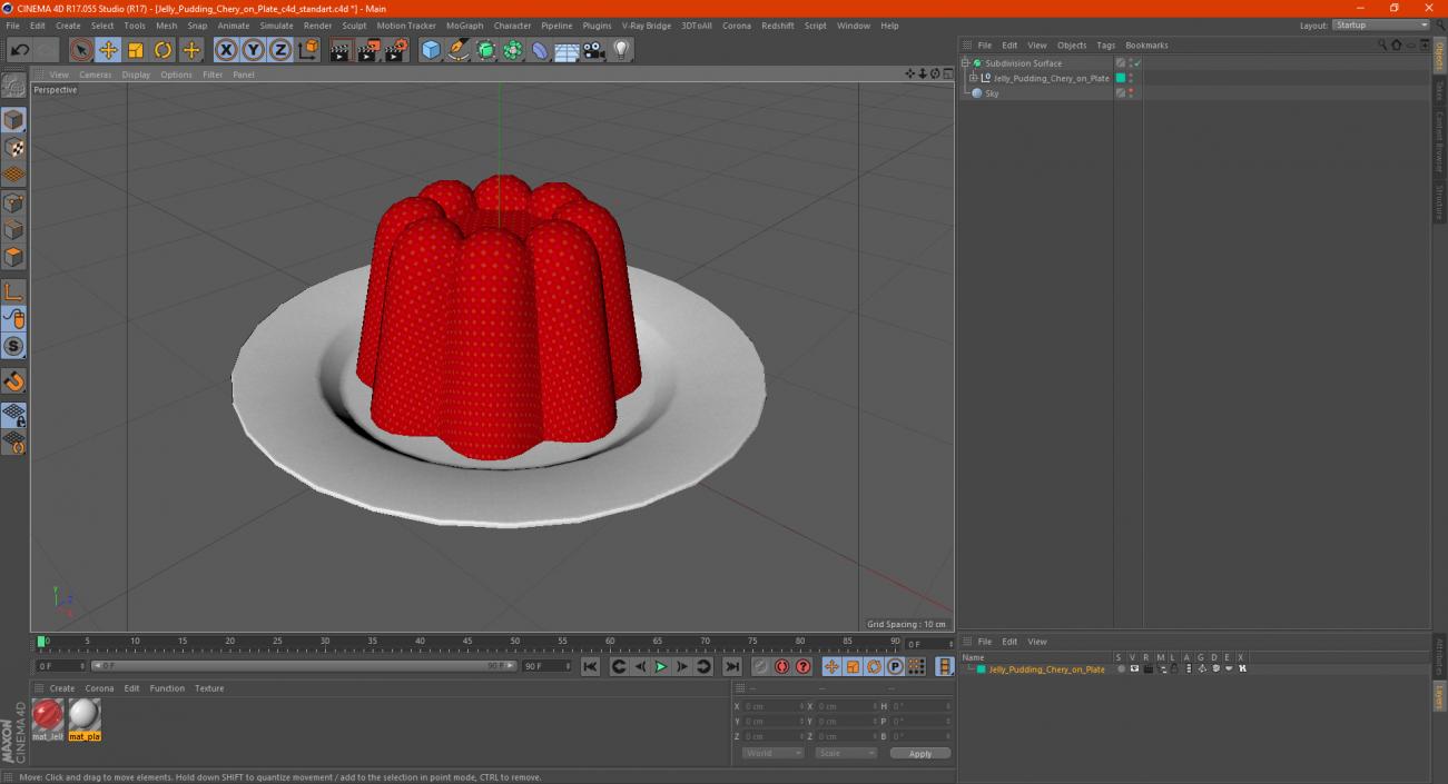 3D Jelly Pudding Chery on Plate model