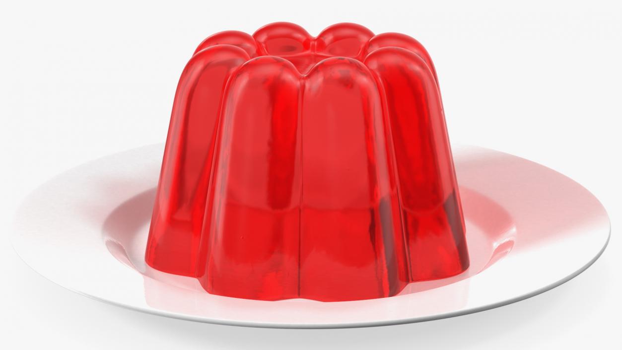 3D Jelly Pudding Chery on Plate model