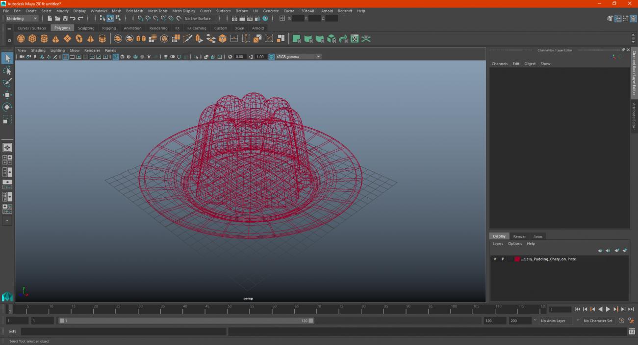 3D Jelly Pudding Chery on Plate model