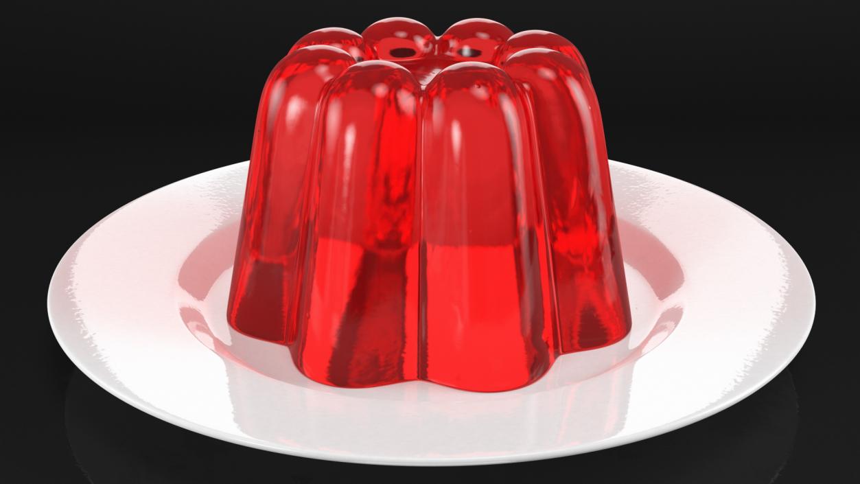 3D Jelly Pudding Chery on Plate model