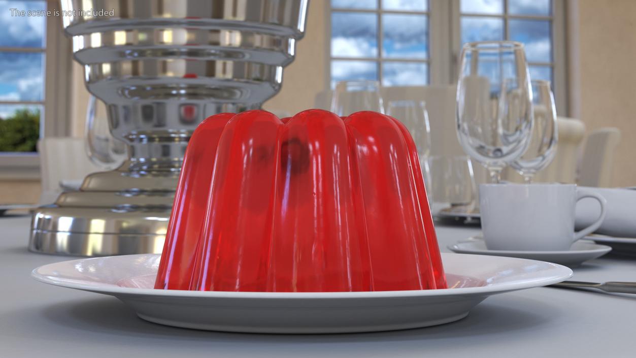 3D Jelly Pudding Chery on Plate model