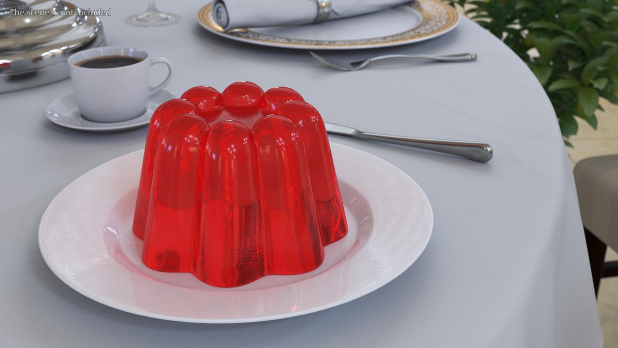 3D Jelly Pudding Chery on Plate model