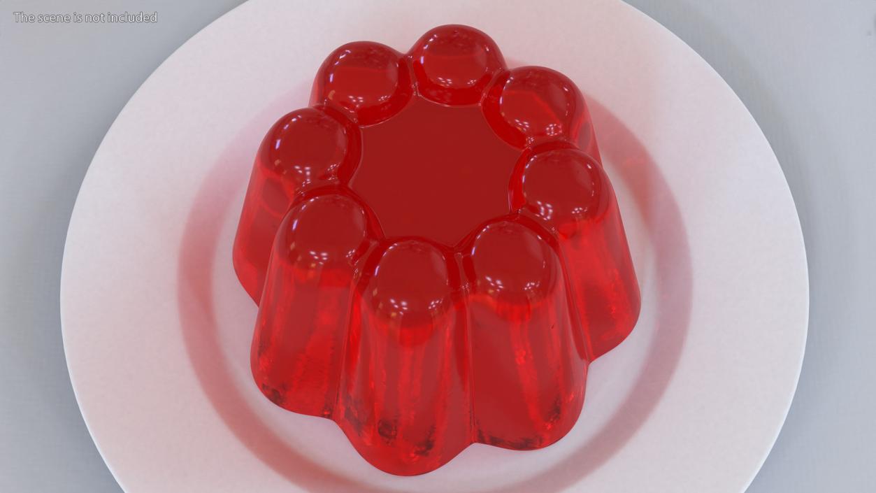 3D Jelly Pudding Chery on Plate model