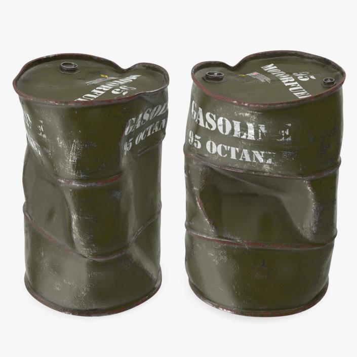 Damaged Gasoline 95 Octane Metal Barrel 3D model