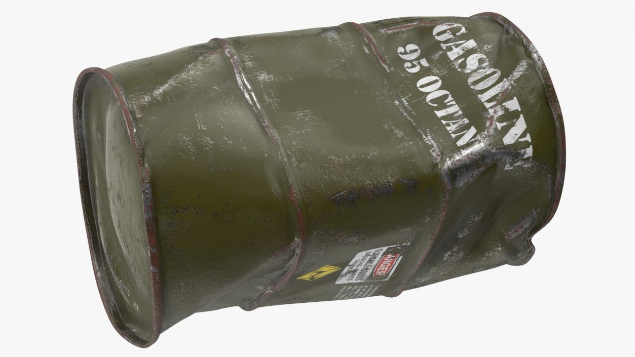 Damaged Gasoline 95 Octane Metal Barrel 3D model