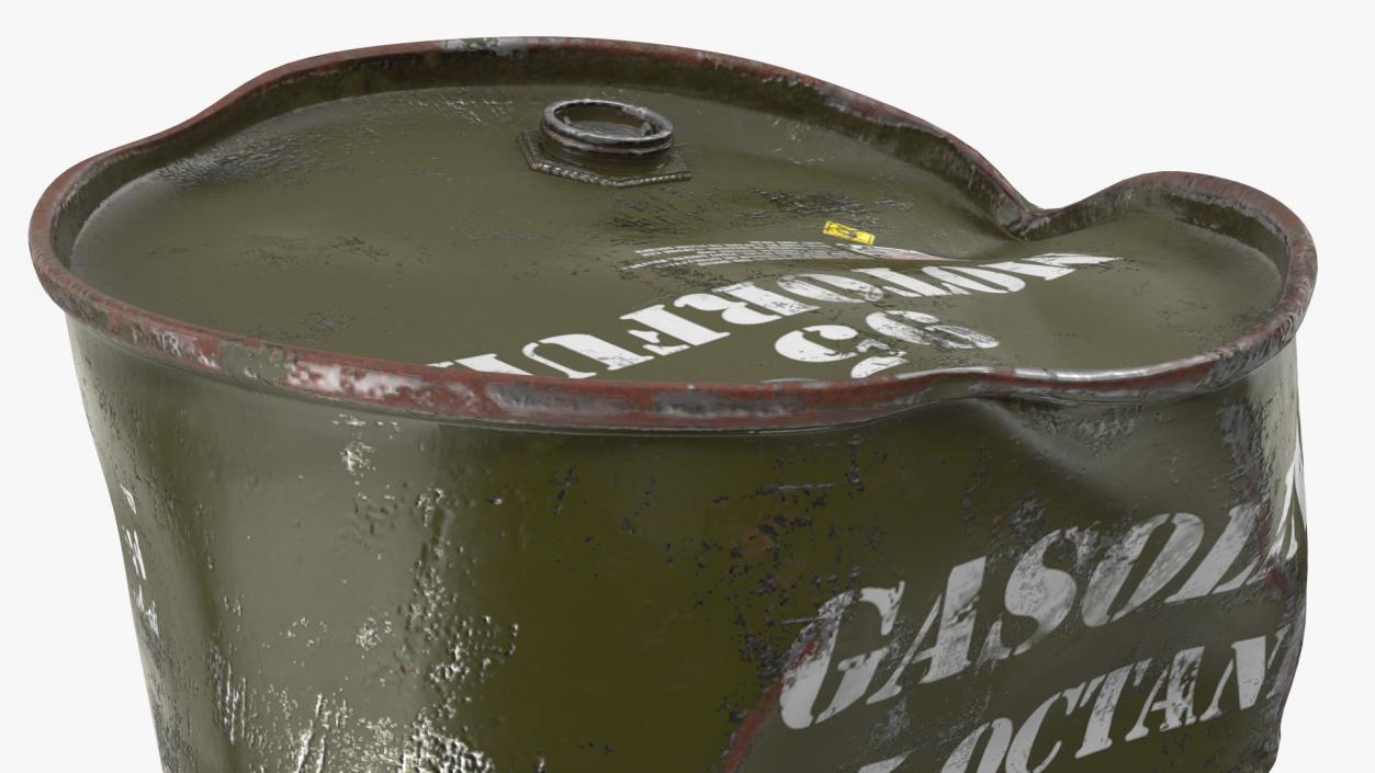 Damaged Gasoline 95 Octane Metal Barrel 3D model