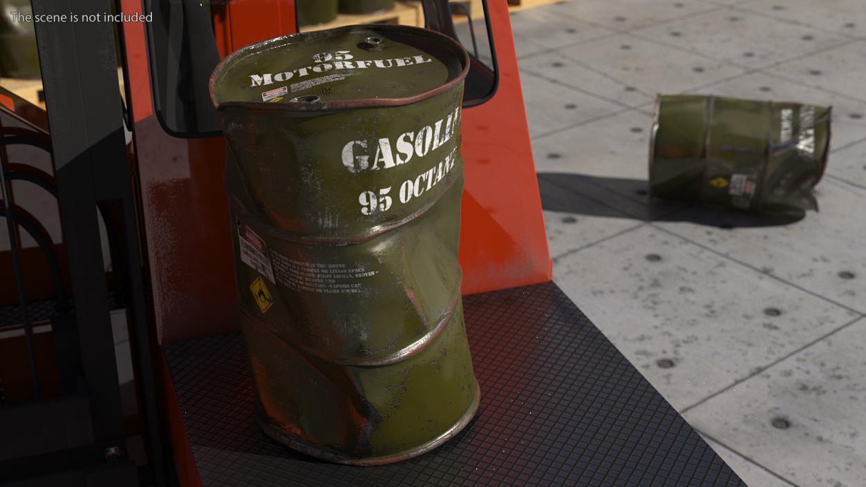 Damaged Gasoline 95 Octane Metal Barrel 3D model