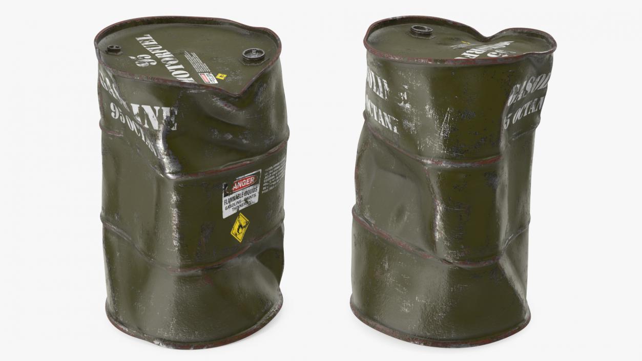 Damaged Gasoline 95 Octane Metal Barrel 3D model