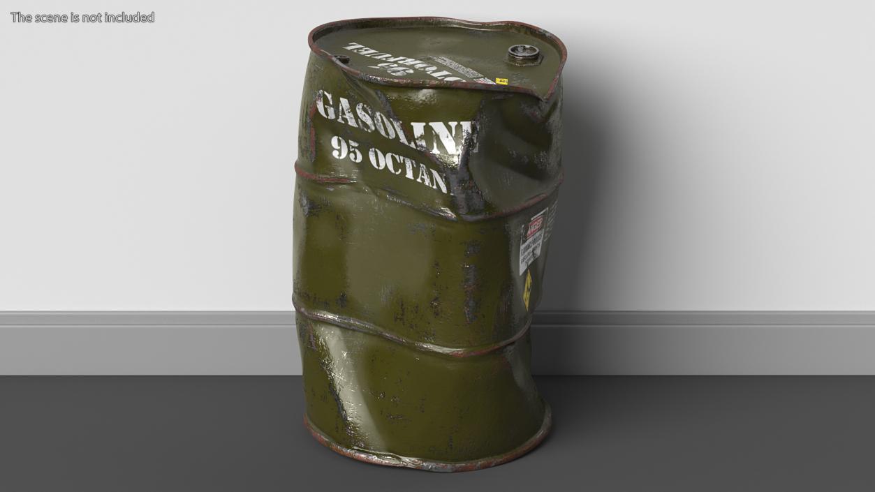 Damaged Gasoline 95 Octane Metal Barrel 3D model