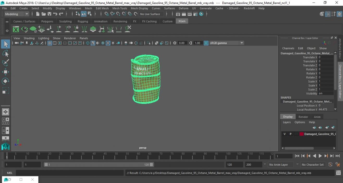 Damaged Gasoline 95 Octane Metal Barrel 3D model
