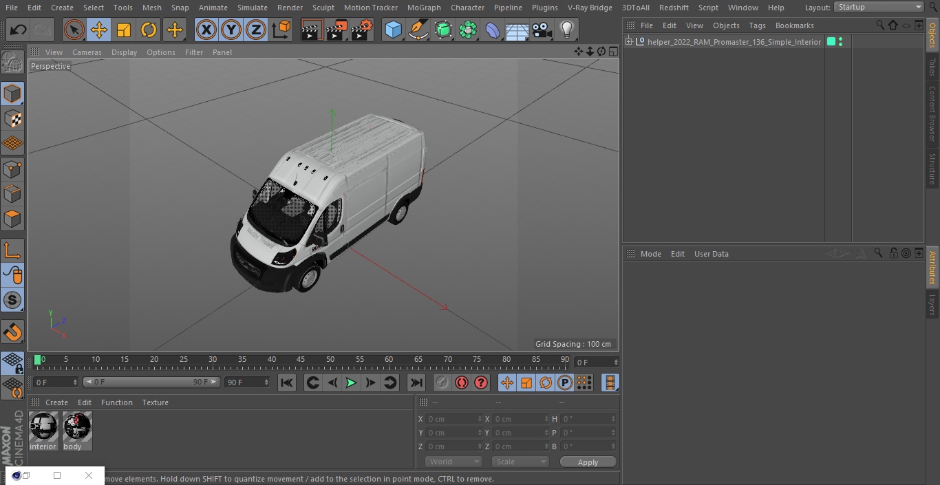 3D 2022 RAM Promaster 136 Simple Interior model