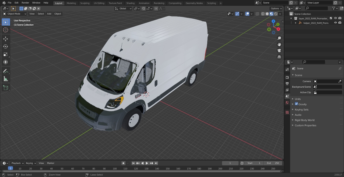 3D 2022 RAM Promaster 136 Simple Interior model