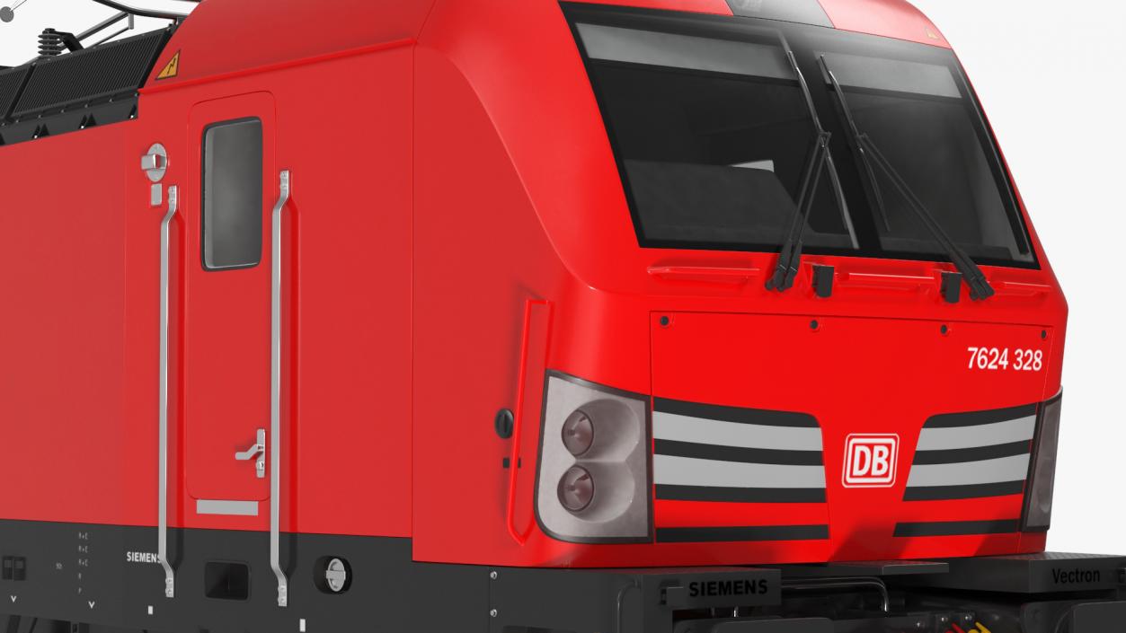 Red Siemens Vectron Locomotive Rigged 3D