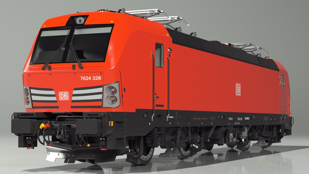 Red Siemens Vectron Locomotive Rigged 3D