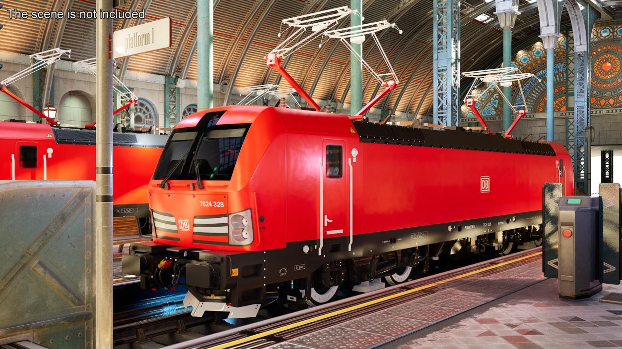 Red Siemens Vectron Locomotive Rigged 3D