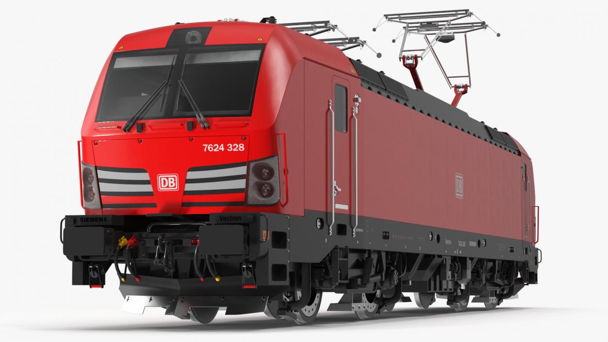 Red Siemens Vectron Locomotive Rigged 3D