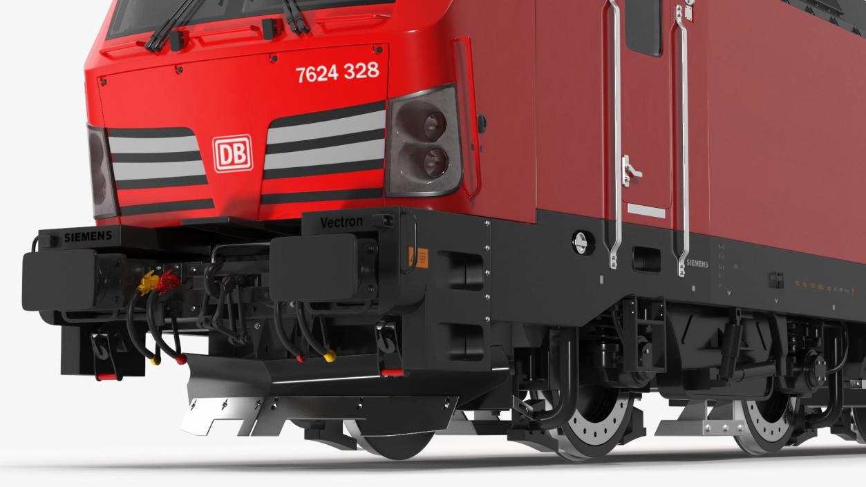 Red Siemens Vectron Locomotive Rigged 3D