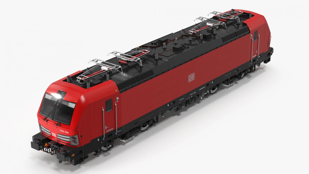 Red Siemens Vectron Locomotive Rigged 3D