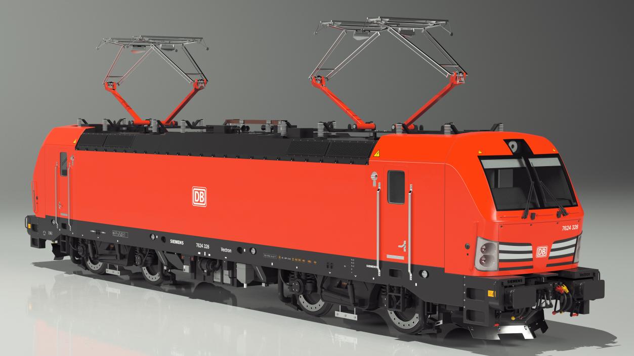 Red Siemens Vectron Locomotive Rigged 3D