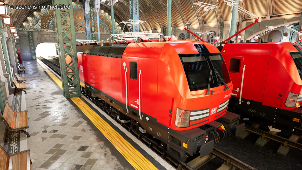 Red Siemens Vectron Locomotive Rigged 3D